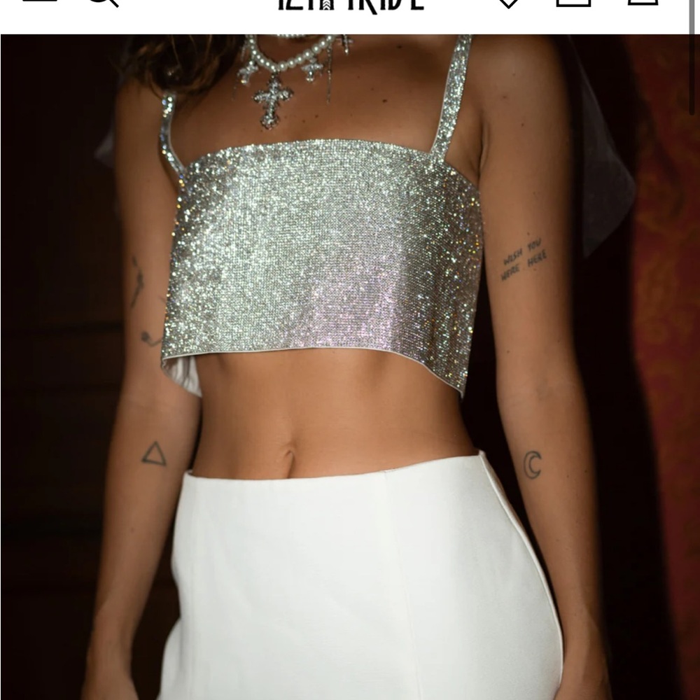12th Tribe Silver Glitter Crop Top